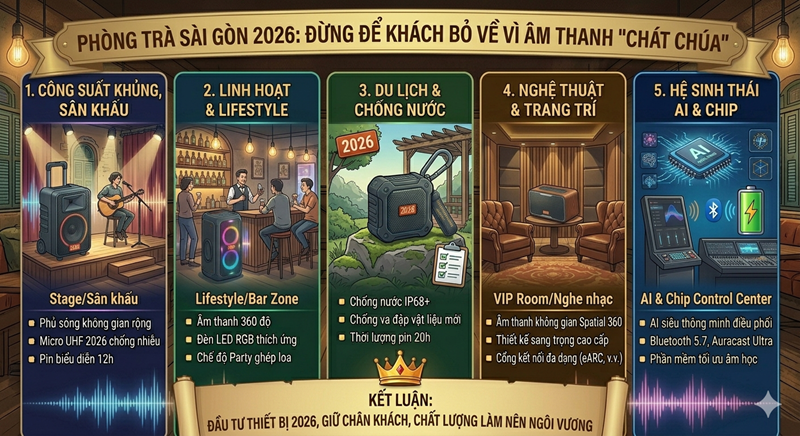 Phòng trà Sài Gòn 2026: Đừng để khách bỏ về vì âm thanh "chát chúa" – Bí quyết chọn thiết bị "chuẩn bài"