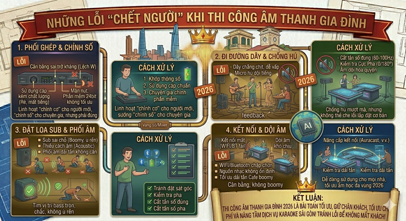 Những lỗi "chết người" khi thi công âm thanh gia đình (Và cách tui xử lý)